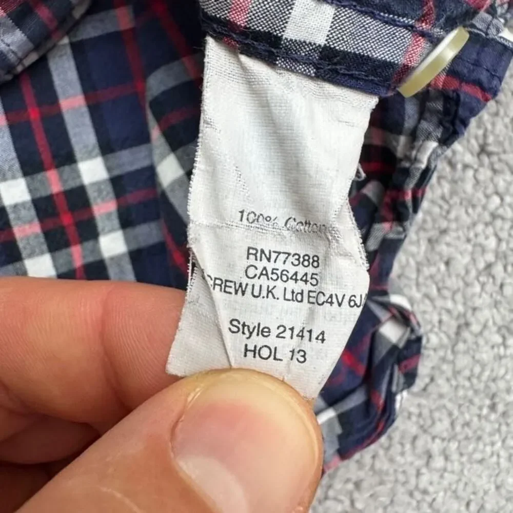 J.Crew Slim Fit Button Down Shirt Mens XL Blue Red Gray Plaid Cotton Casual Top